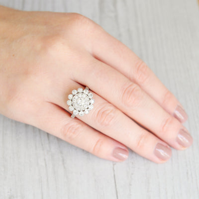 Vintage 1.26 Carat Old Cut Diamond Cluster Ring