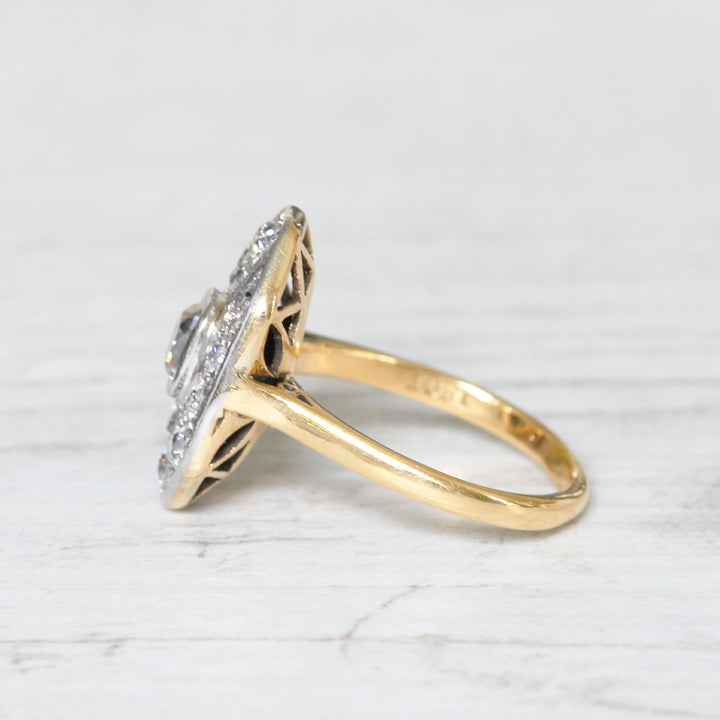 Art Deco 1.15 Carat Old Mine Cut Diamond Cluster Ring