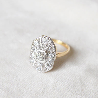 Art Deco 1.15 Carat Old Mine Cut Diamond Cluster Ring