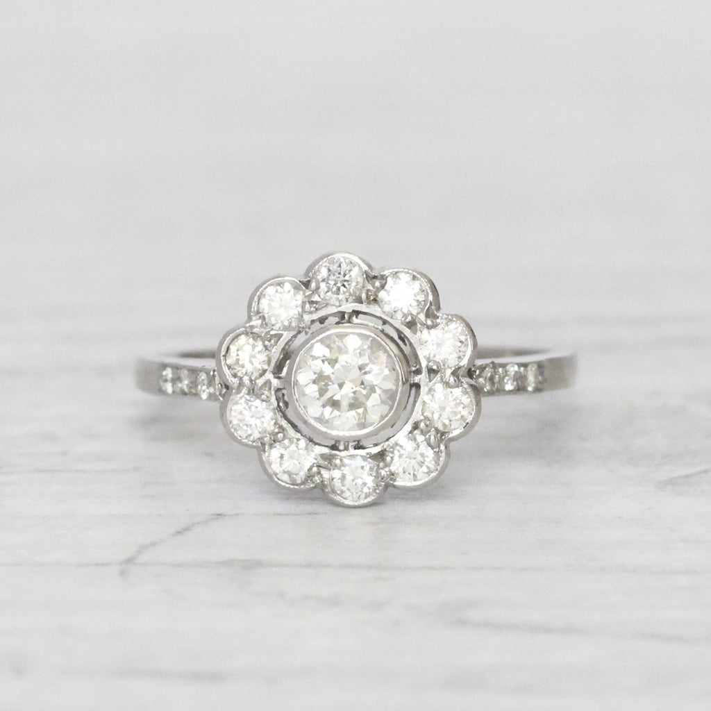 Art Deco Style 0.80 Carat Diamond Daisy Cluster