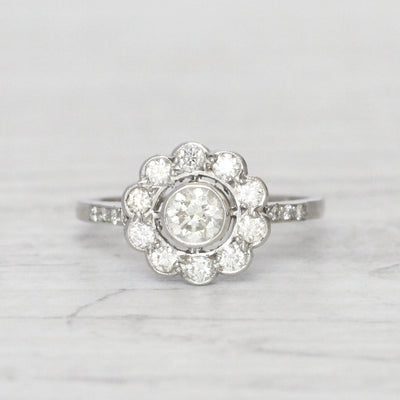 Art Deco Style 0.80 Carat Diamond Daisy Cluster