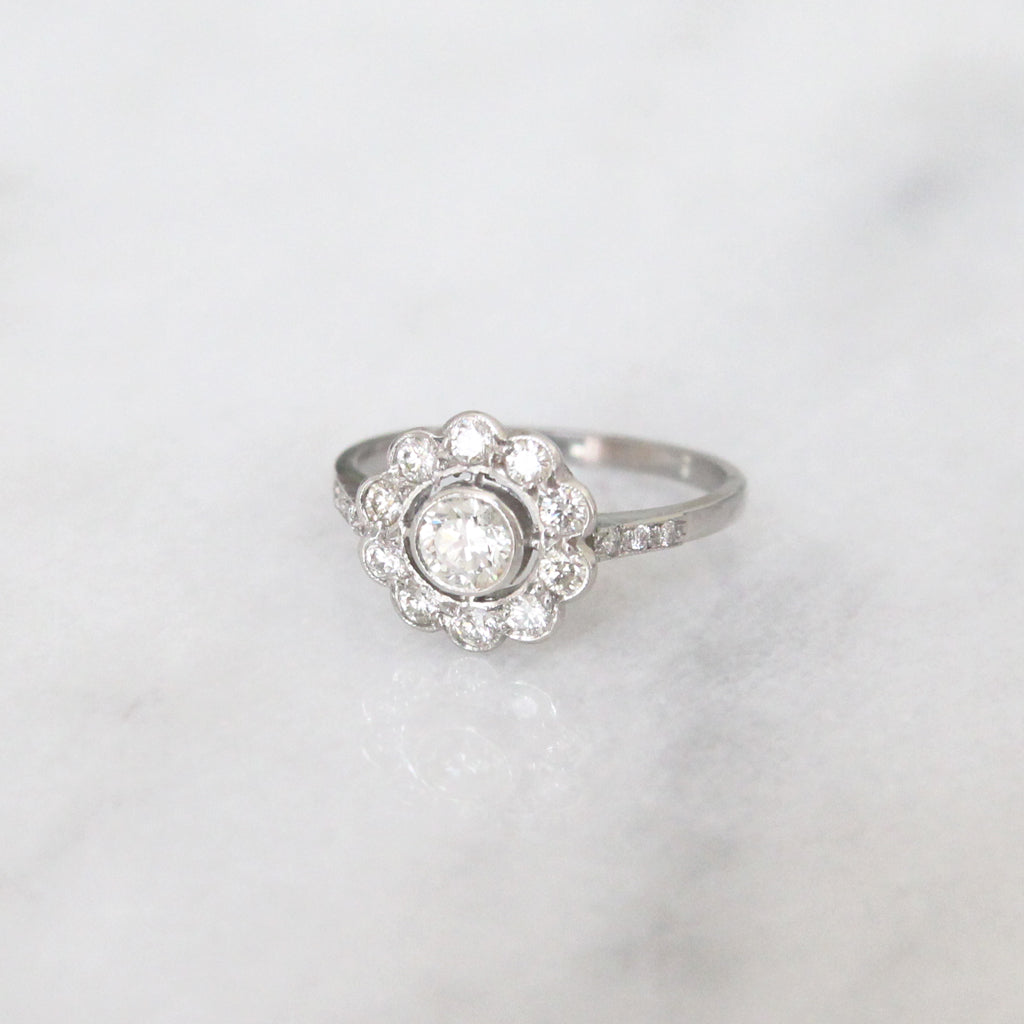 Art Deco Style 0.80 Carat Diamond Daisy Cluster