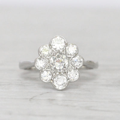 Art Deco Style 1.20 Carat Old European Cut Diamond Cluster