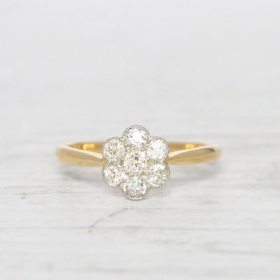 Edwardian 0.49 Carat Old Cut Diamond Daisy Cluster