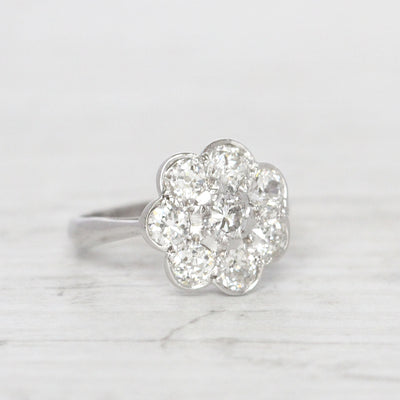 Vintage 0.90 Carat Old Cut Diamond Daisy Cluster