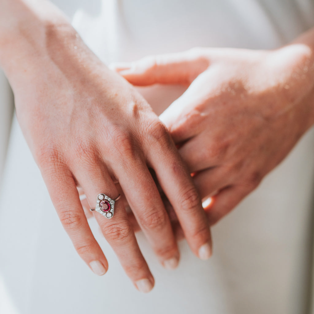 Art Deco Style 1.10 Carat Ruby and Diamond Cluster