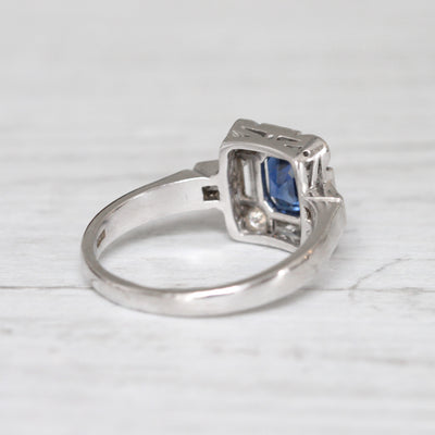 Art Deco Style Sapphire and Diamond Square Cluster
