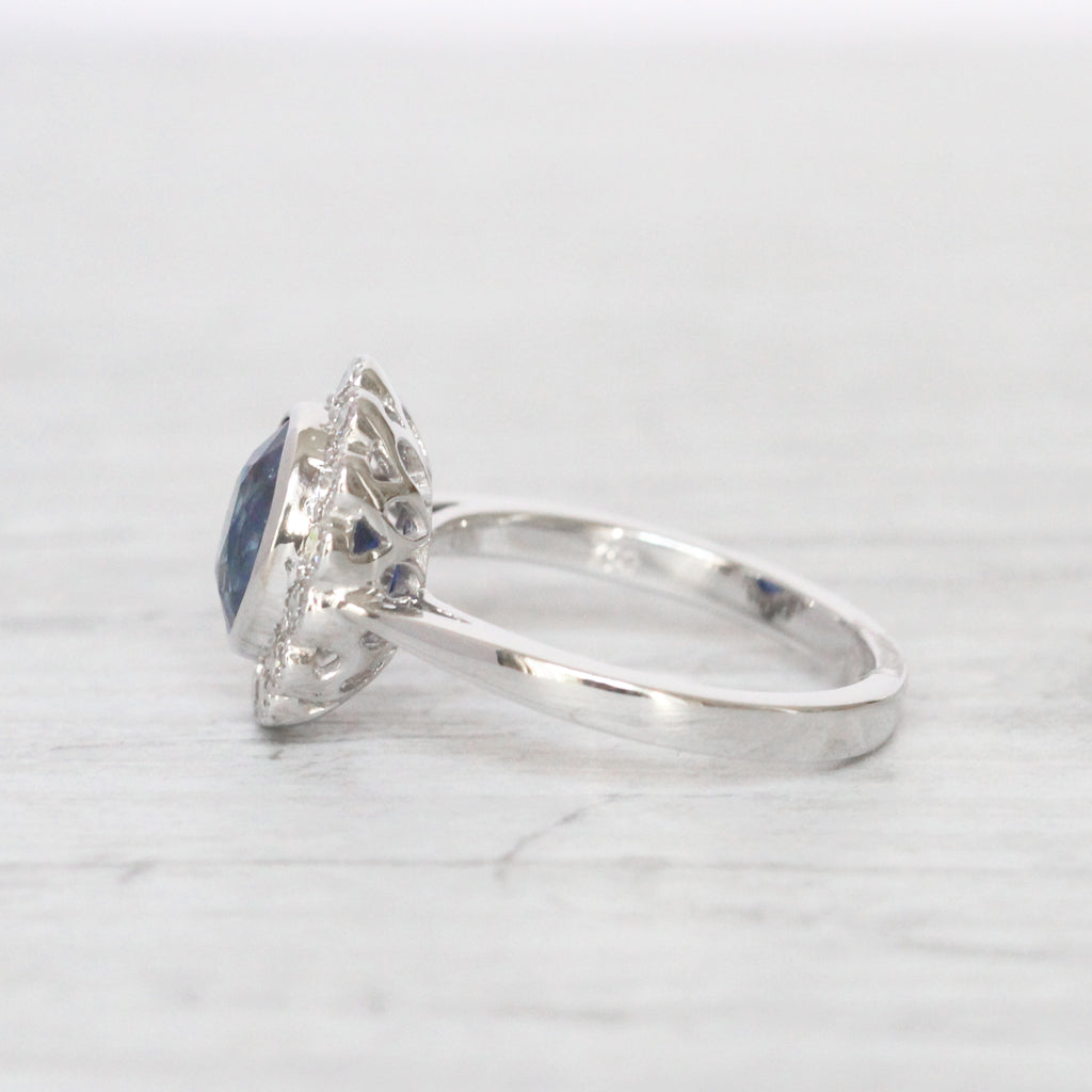 Vintage Style 2.43 Carat Sapphire and Diamond Oval Cluster