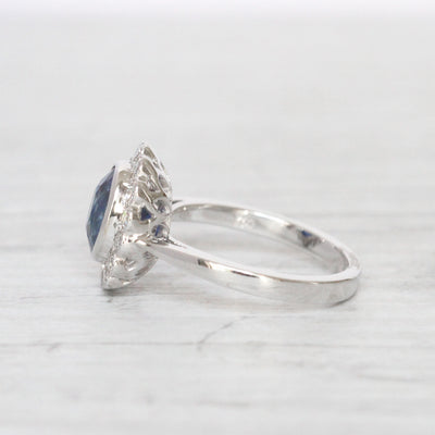 Vintage Style 2.43 Carat Sapphire and Diamond Oval Cluster