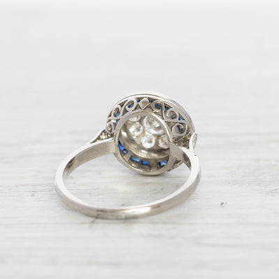 Art Deco Style 0.69 Carat Diamond and Sapphire Target Ring