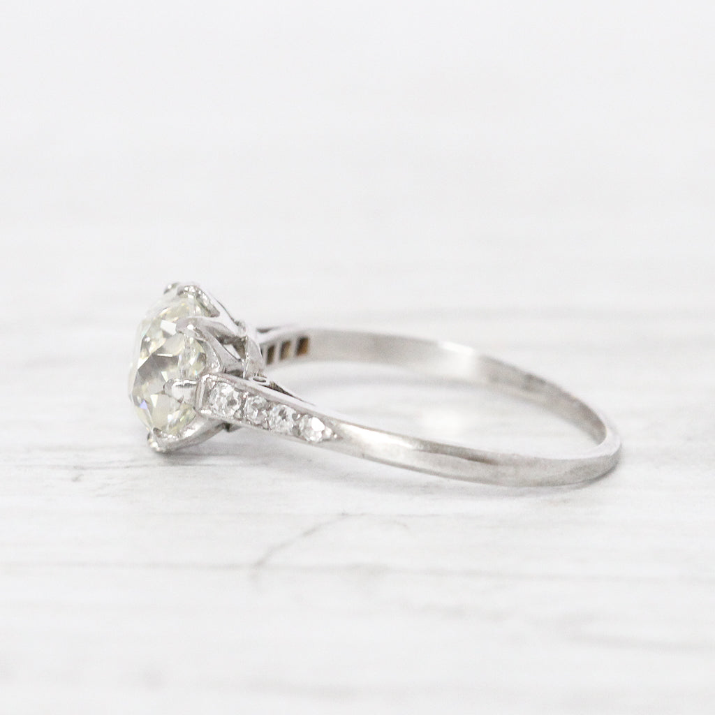 Art Deco 2.04 Old Mine Cut Diamond Solitaire