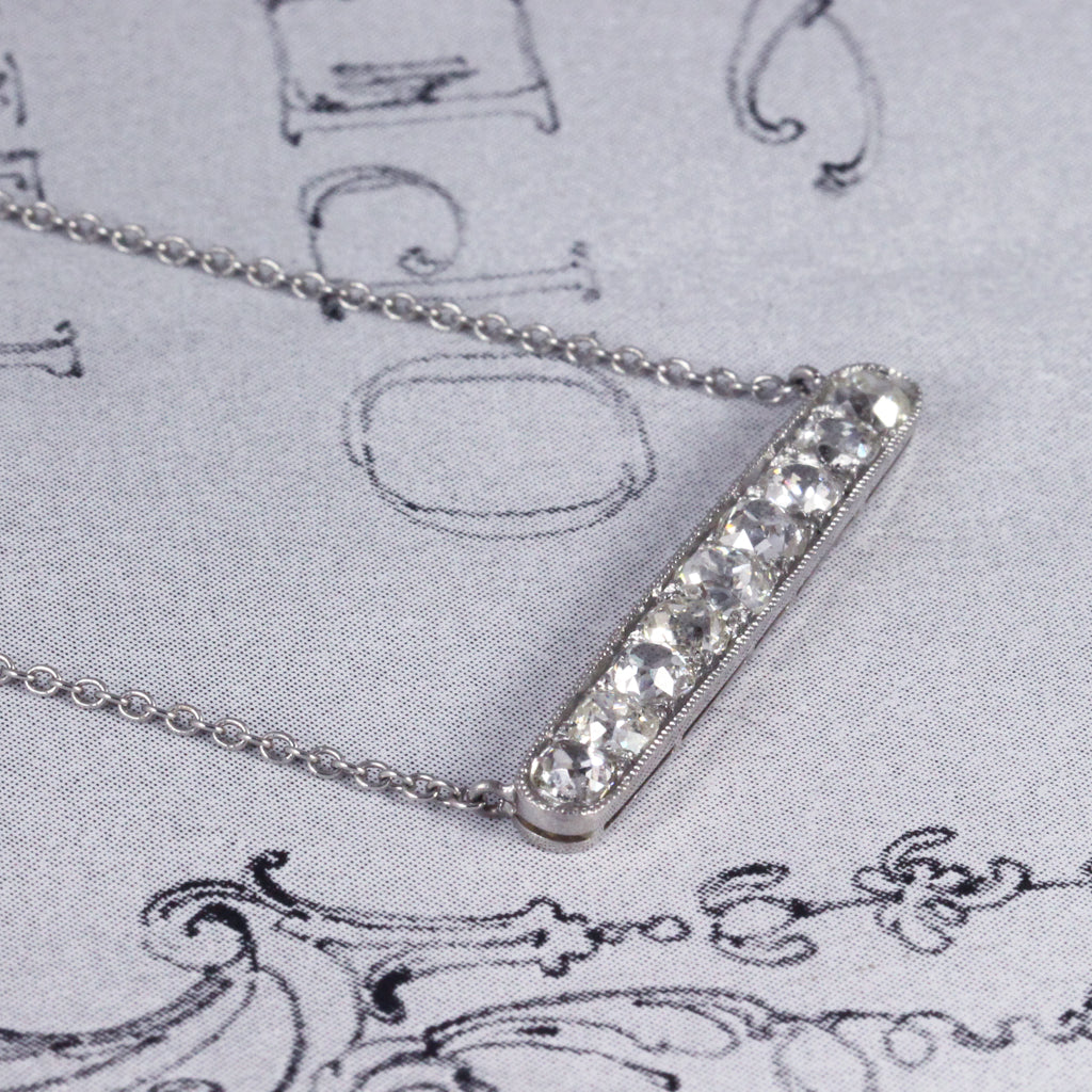French Art Deco Old Cut Diamond Conversion Necklace