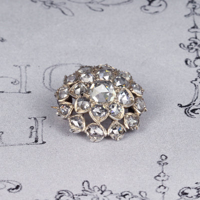 Rare Georgian Rose Cut Diamond Button Brooch