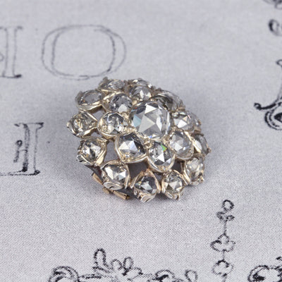 Rare Georgian Rose Cut Diamond Button Brooch