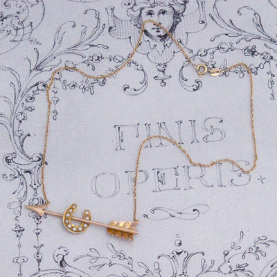 Victorian Arrow and Horseshoe Pearl Conversion Necklace