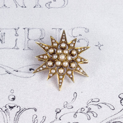 Victorian Pearl Star Pendant/ Brooch