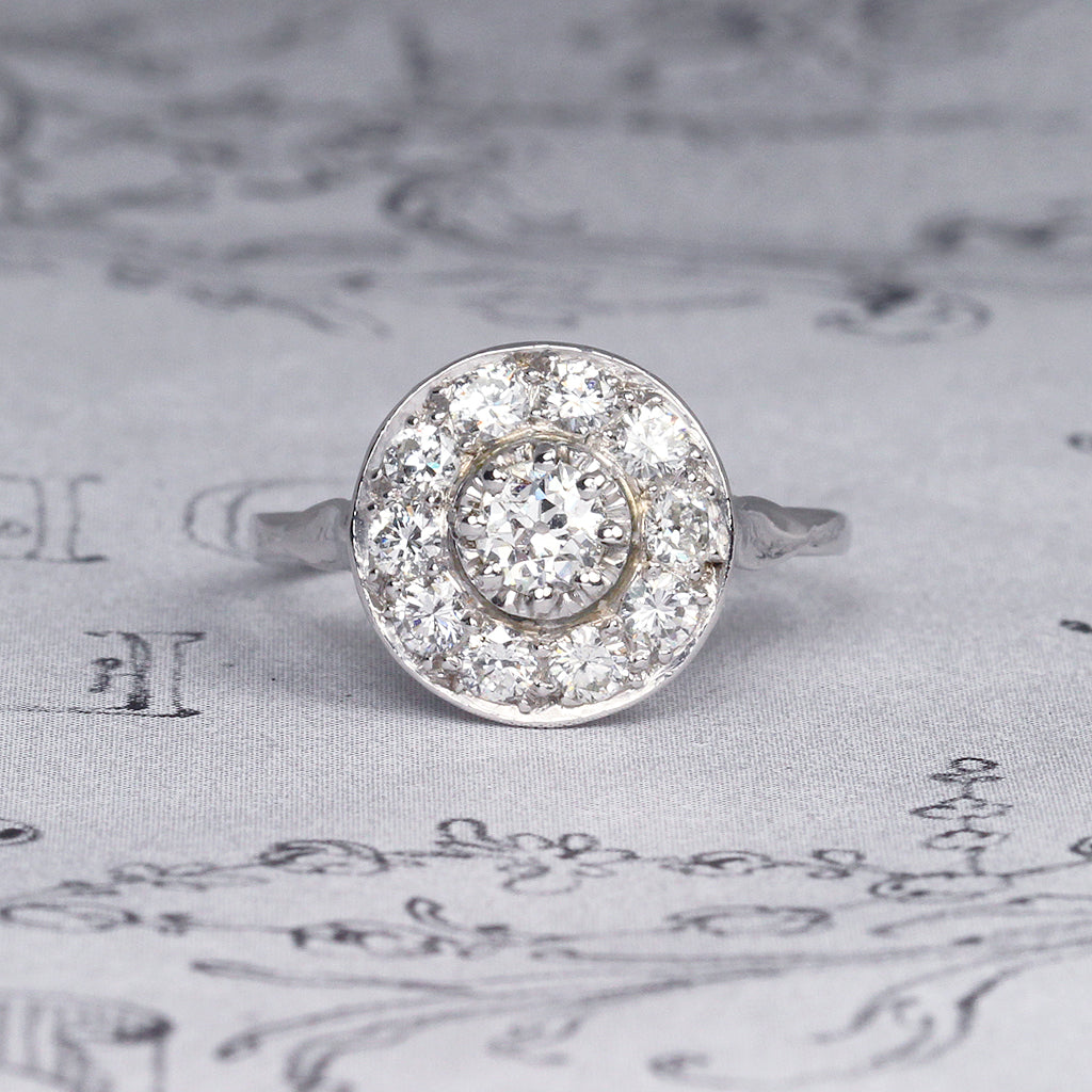 Vintage Old Cut Diamond Halo Cluster Ring