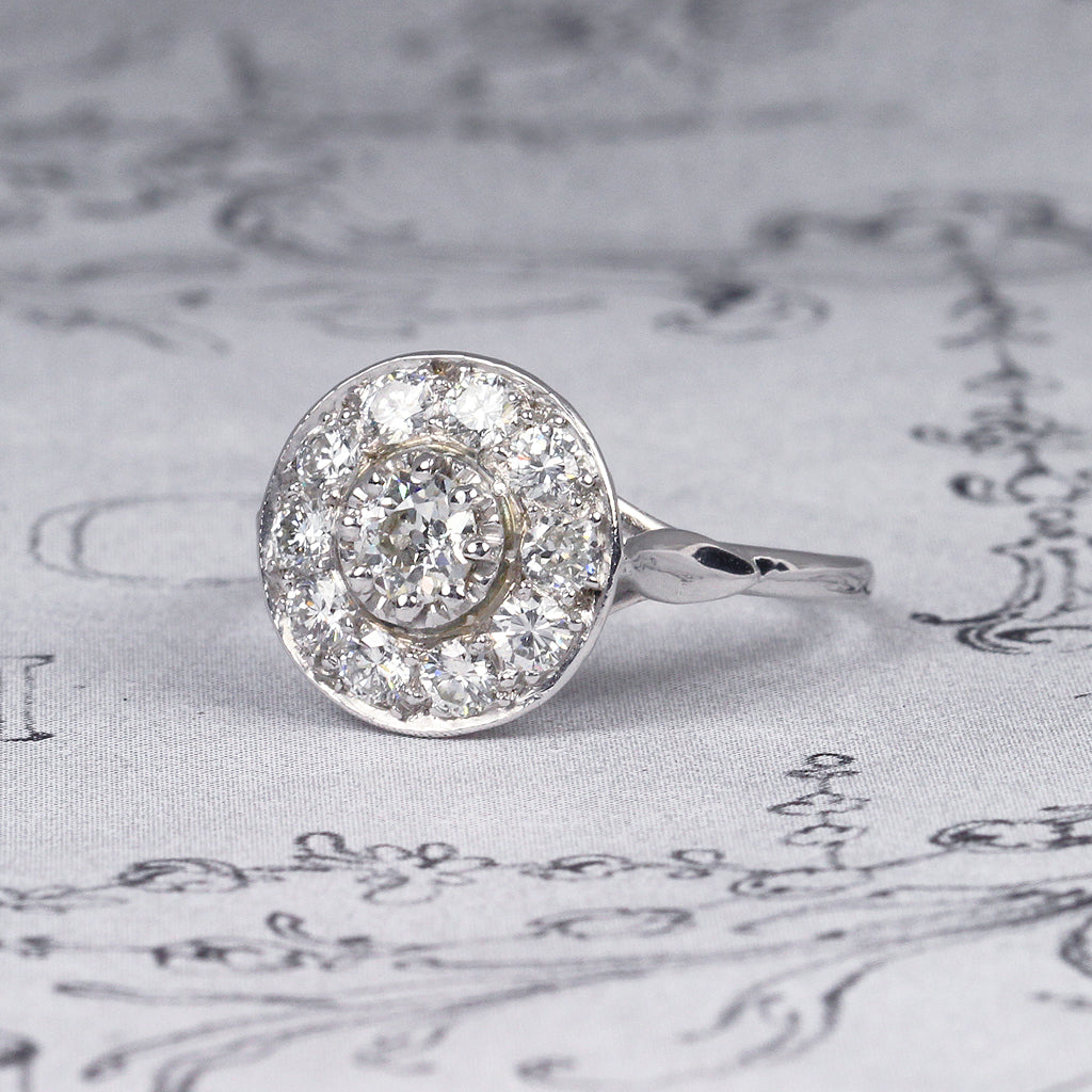 Vintage Old Cut Diamond Halo Cluster Ring