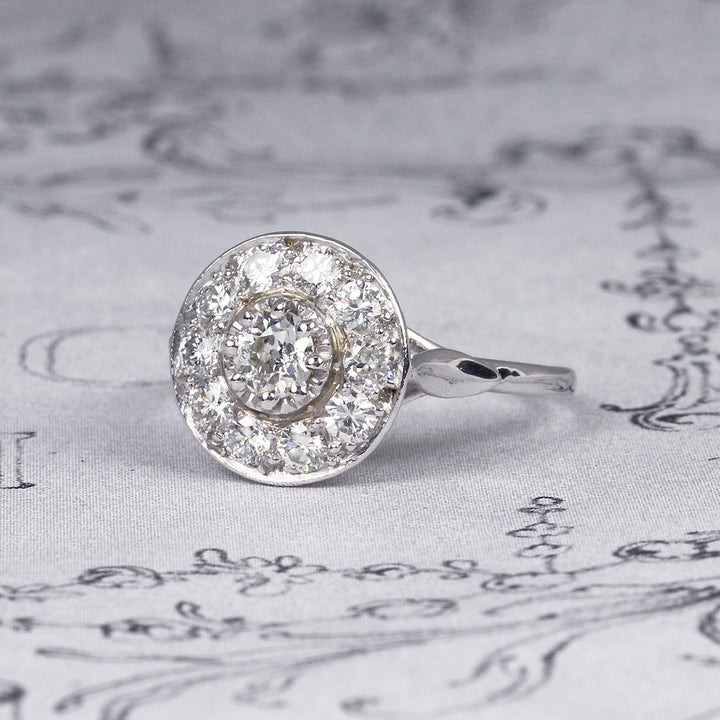 Vintage Old Cut Diamond Halo Cluster Ring