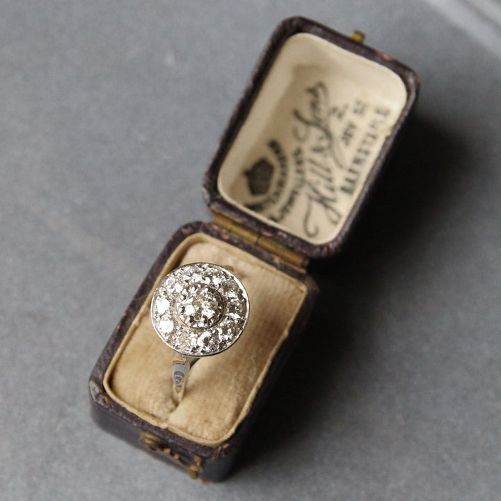 Vintage Old Cut Diamond Halo Cluster Ring