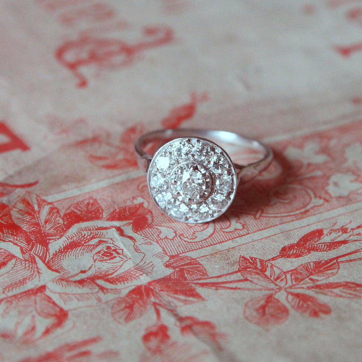 Vintage Old Cut Diamond Halo Cluster Ring