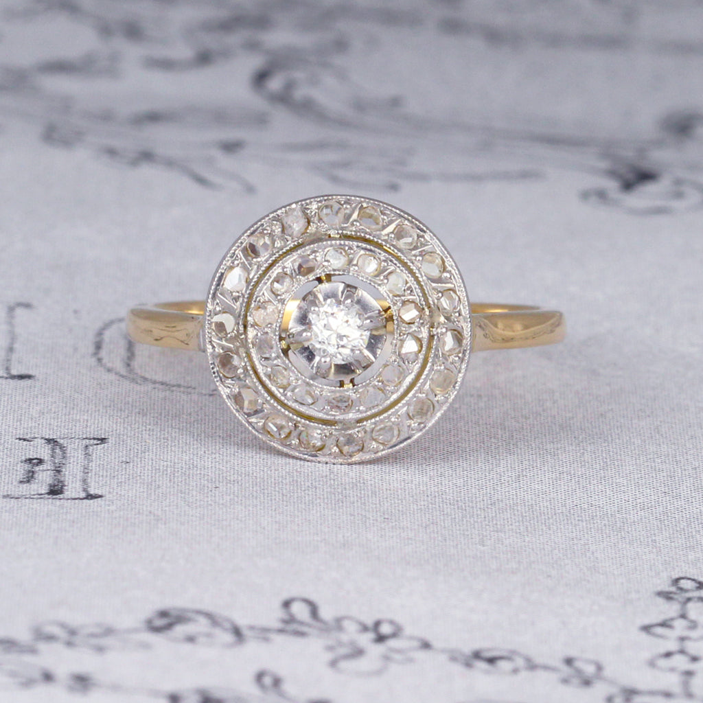 Edwardian Old Cut Diamond Double Halo Ring