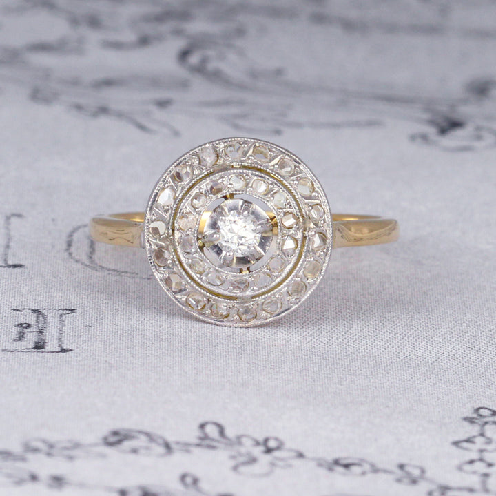 Edwardian Old Cut Diamond Double Halo Ring