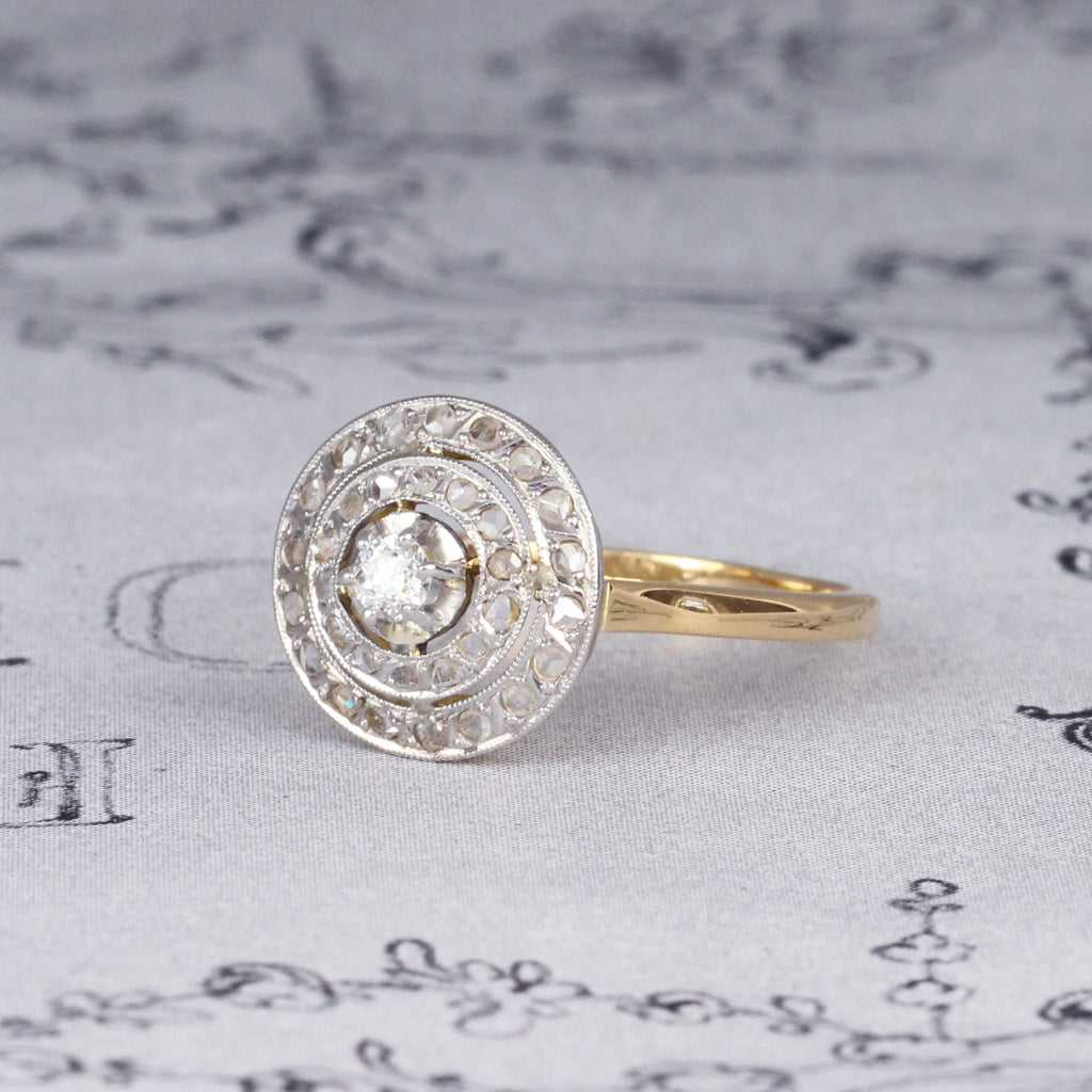 Edwardian Old Cut Diamond Double Halo Ring
