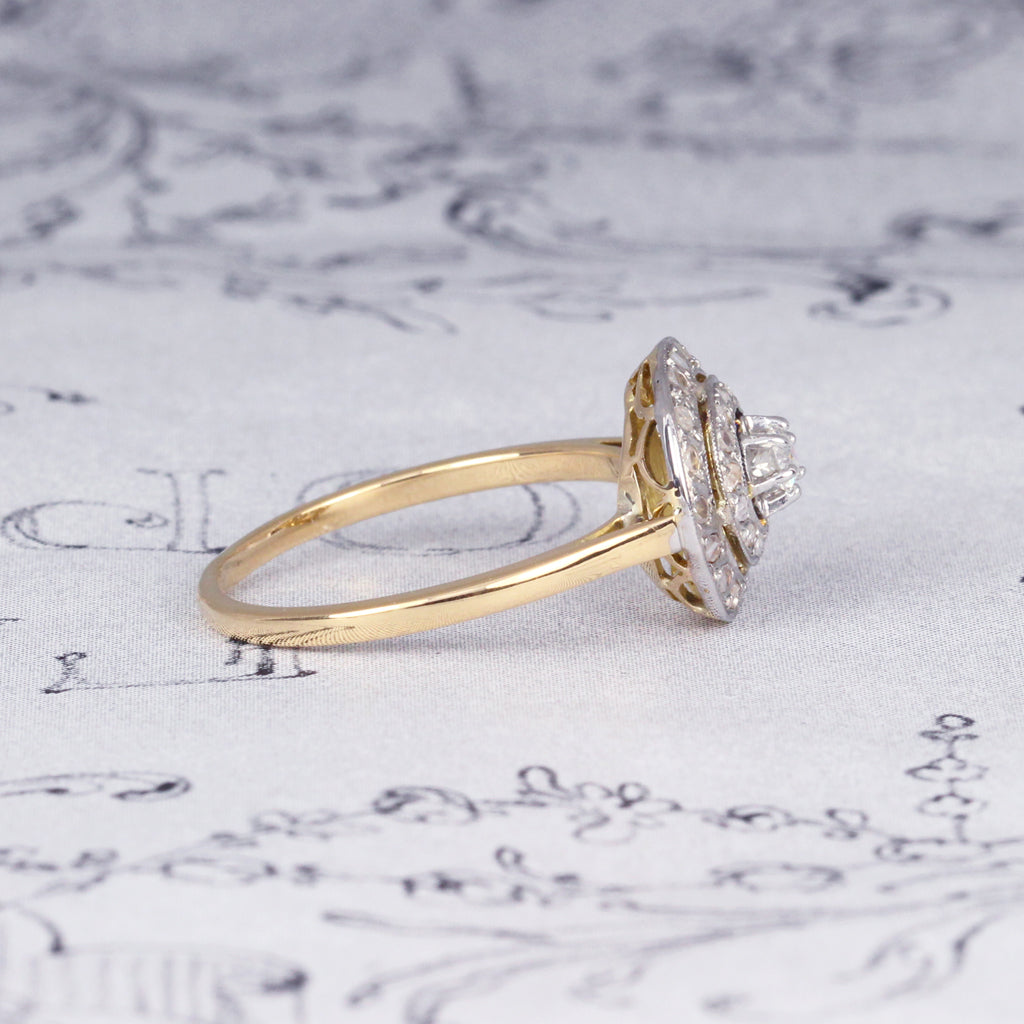 Edwardian Old Cut Diamond Double Halo Ring