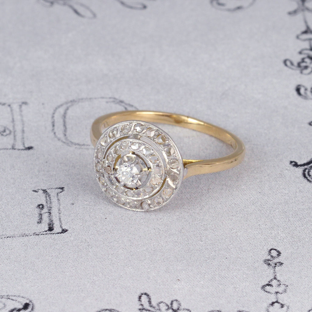 Edwardian Old Cut Diamond Double Halo Ring