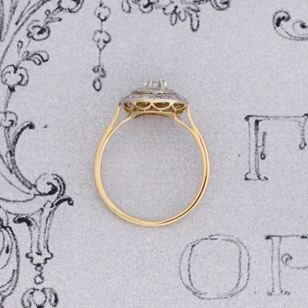 Edwardian Old Cut Diamond Double Halo Ring