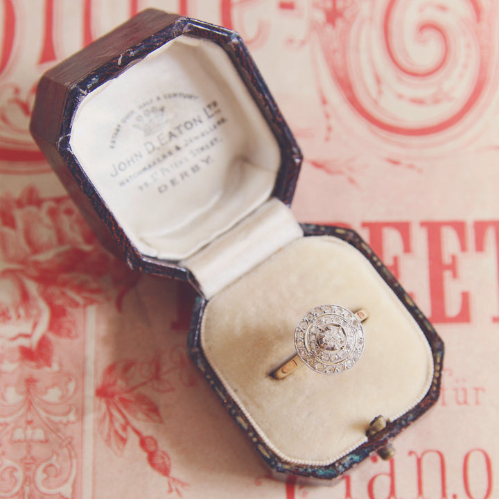 Edwardian Old Cut Diamond Double Halo Ring