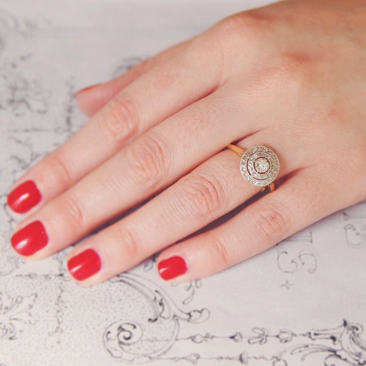Edwardian Old Cut Diamond Double Halo Ring