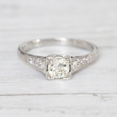 Art Deco 0.53 Carat Old Mine Cut Diamond Solitaire Ring