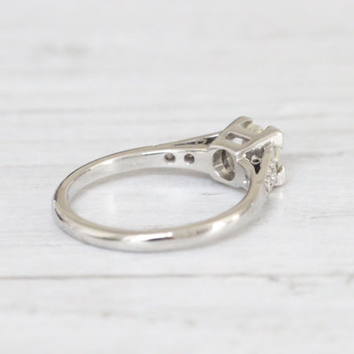 Art Deco 0.53 Carat Old Mine Cut Diamond Solitaire Ring