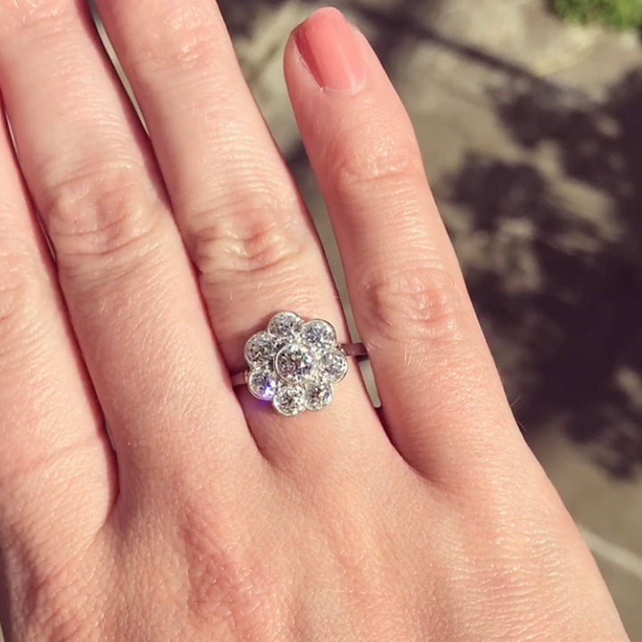 Edwardian Carat Old Cut Diamond Daisy Cluster Ring – Holts