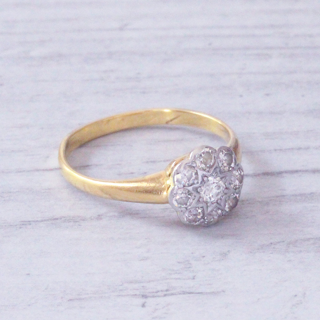 Victorian 0.55 Carat Old Cut Diamond Cluster Ring