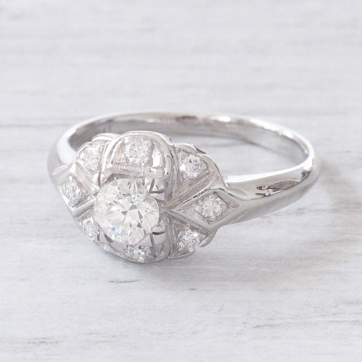 Art Deco 0.67 Carat Old European Cut Diamond Engagement Ring