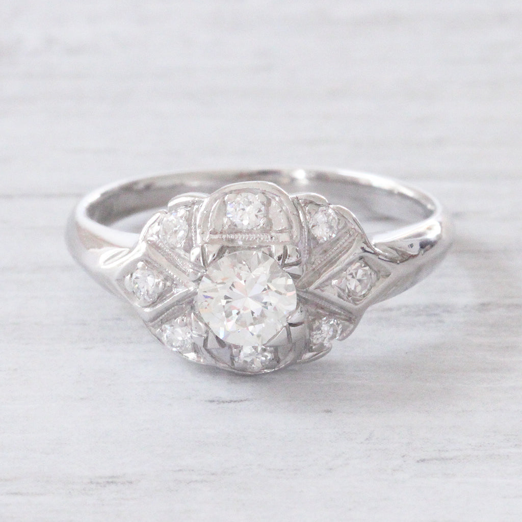 Art Deco 0.67 Carat Old European Cut Diamond Engagement Ring