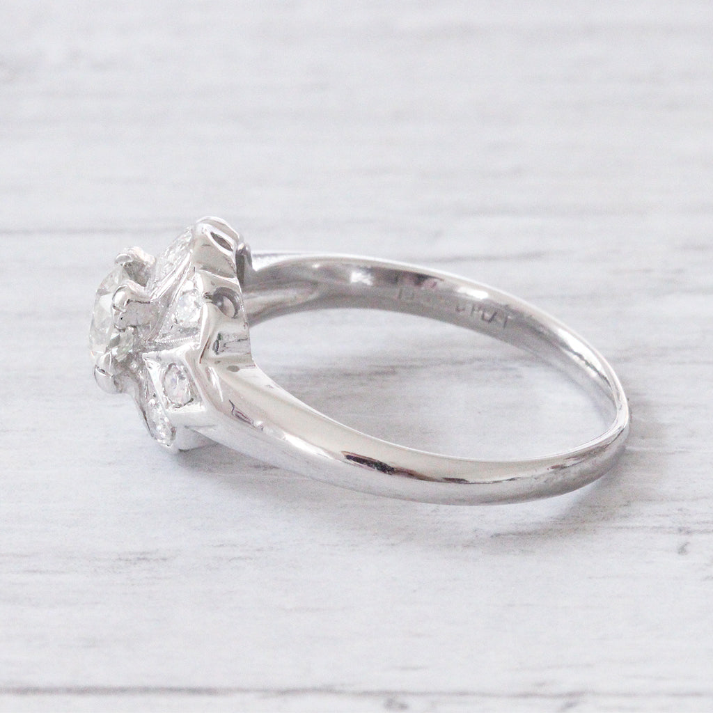 Art Deco 0.67 Carat Old European Cut Diamond Engagement Ring