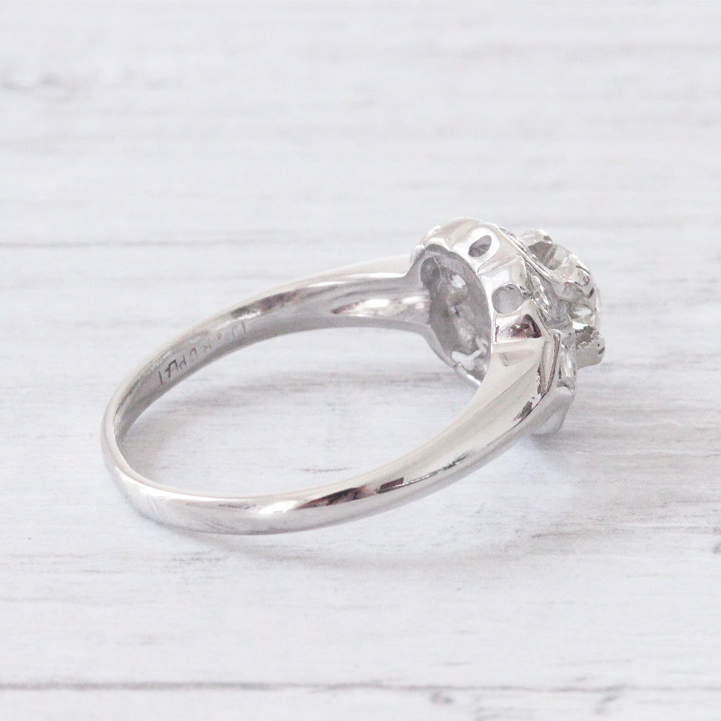Art Deco 0.67 Carat Old European Cut Diamond Engagement Ring