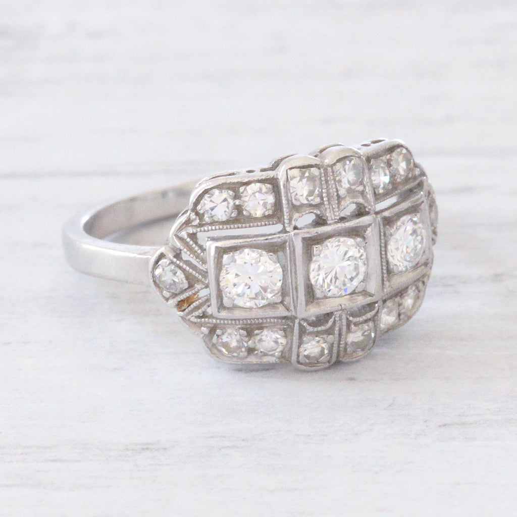 Art Deco 0.60 Carat Transitional Cut Diamond Cluster