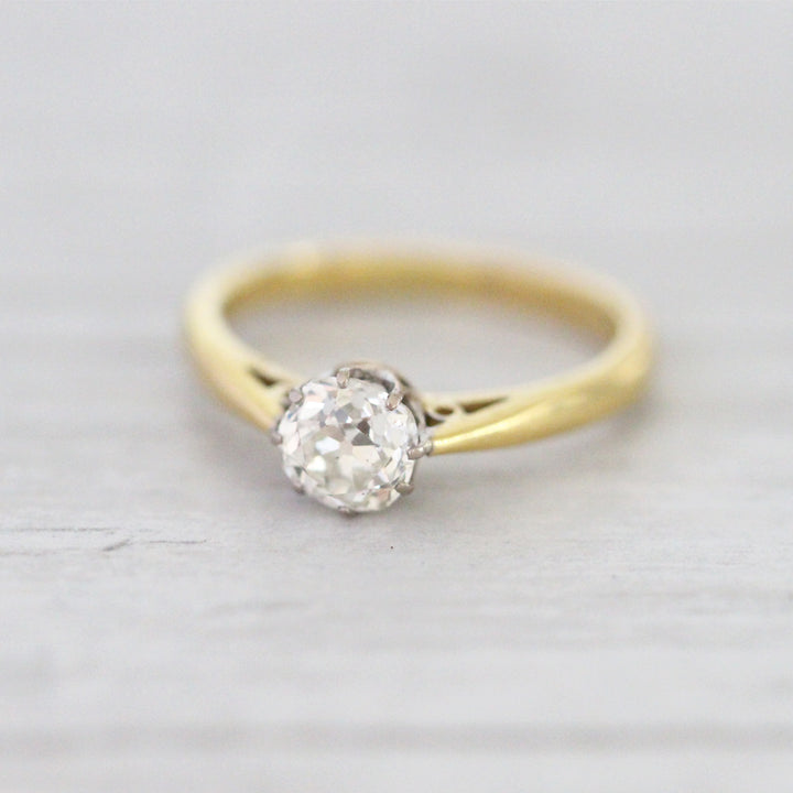 Antique 0.50 Carat Old Mine Cut Diamond Solitaire