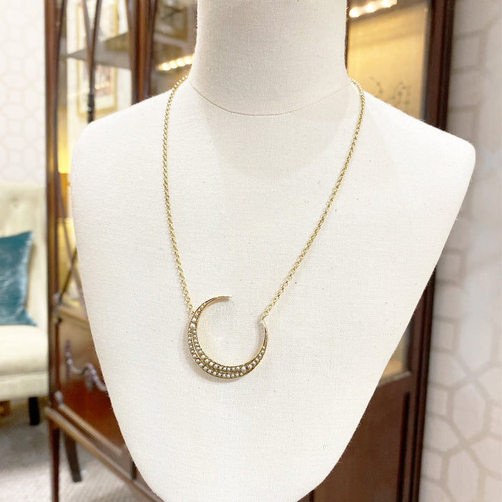 Victorian Pearl Crescent Moon Necklace