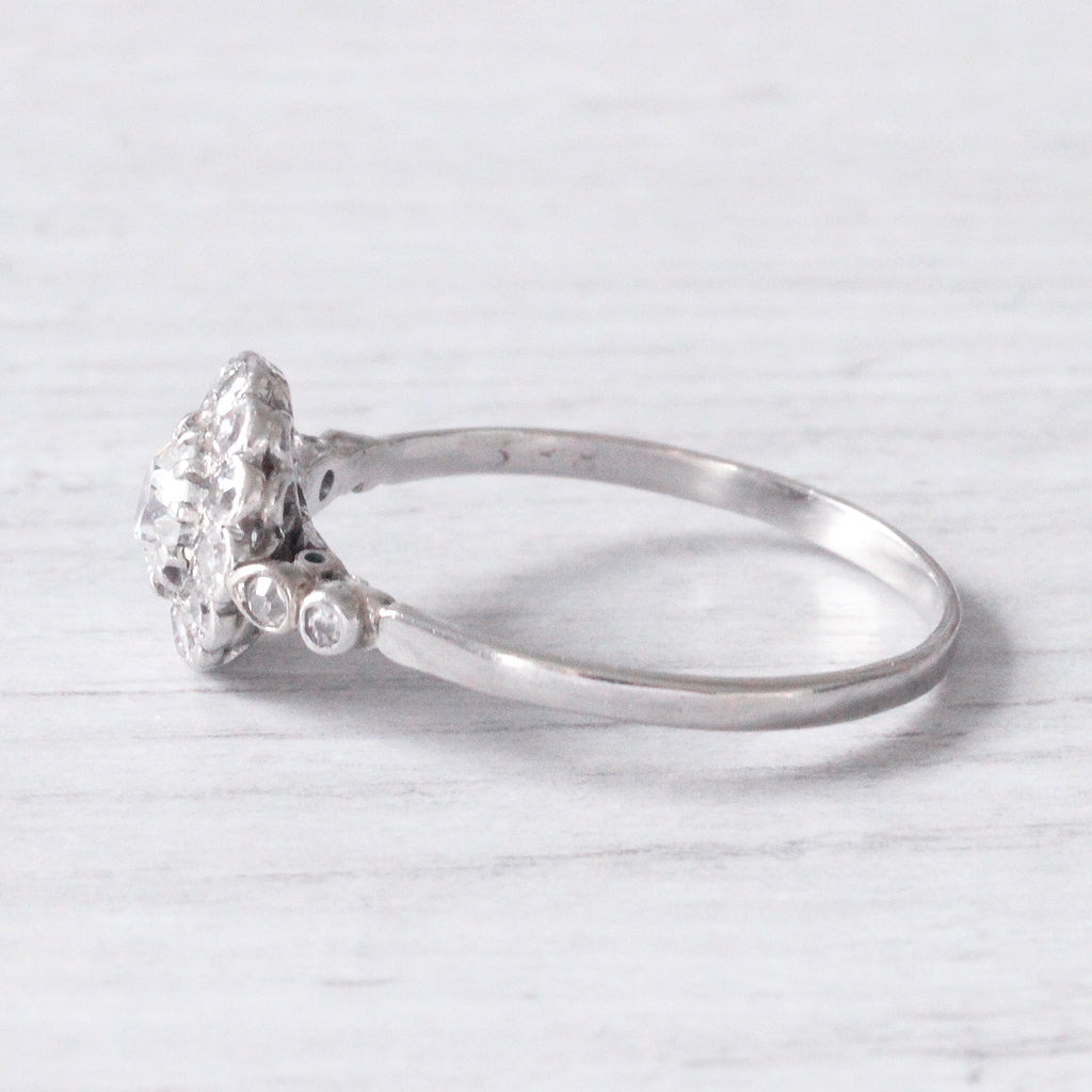 Art Deco 0.80 Carat Old European Cut Diamond Daisy Halo Cluster