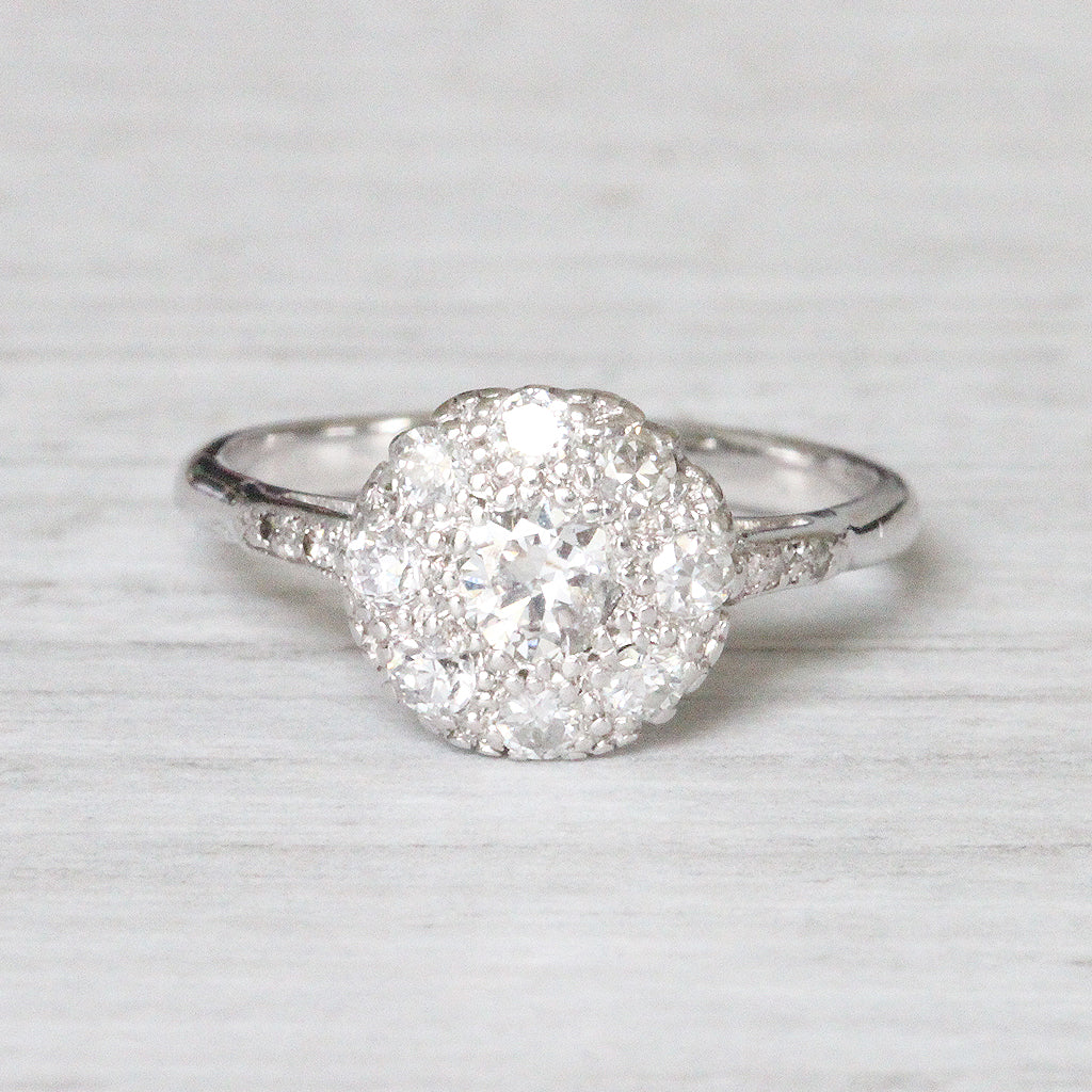 Art Deco Round Diamond Cluster Ring