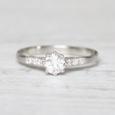 Art Deco 0.35 Carat Transitional Cut Diamond Solitaire