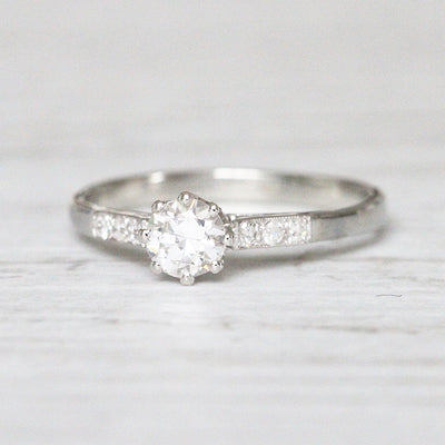 Art Deco 0.35 Carat Transitional Cut Diamond Solitaire