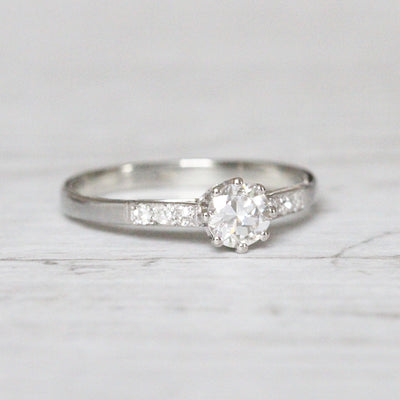 Art Deco 0.35 Carat Transitional Cut Diamond Solitaire