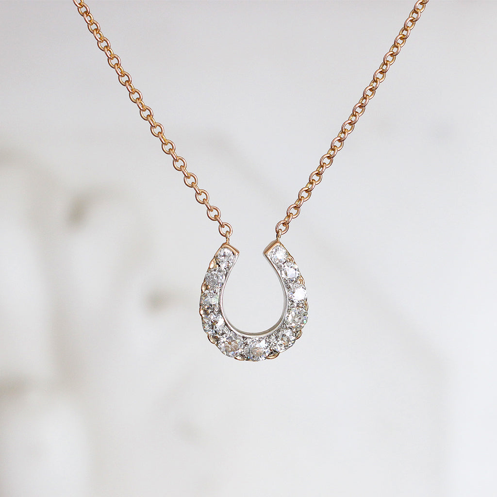 Victorian Old Mine Cut Diamond Horseshoe Necklace